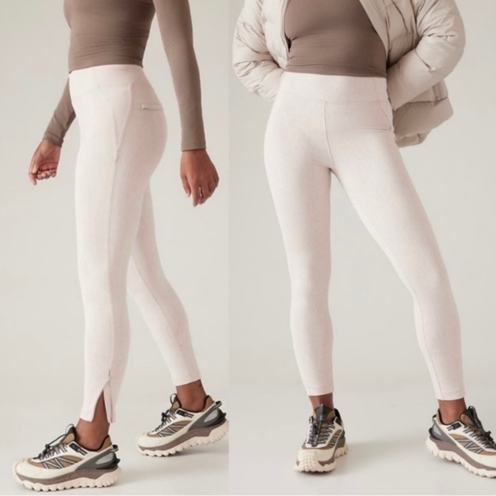 Athleta Delancey Skyline‎ Textured Tight in Cream Braiden Texture.